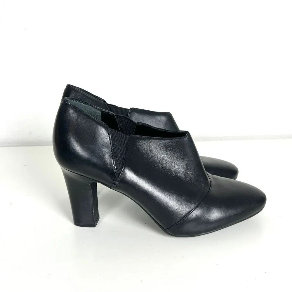 Lauren Ralph Lauren Chic Soft Black Leather Heeled Ankle Booties ‘Brittni’